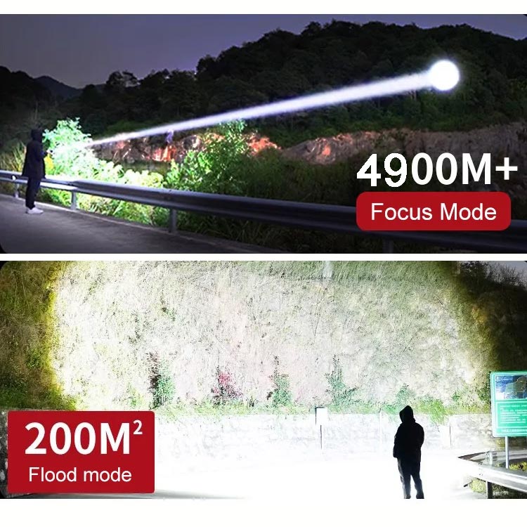 Leistungsstarke wiederaufladbare LED-Taschenlampe 7500 Lumen Wasserdicht IPX7 USB-C Camping Outdoor-Notbeleuchtung Taktisch | Sansoti