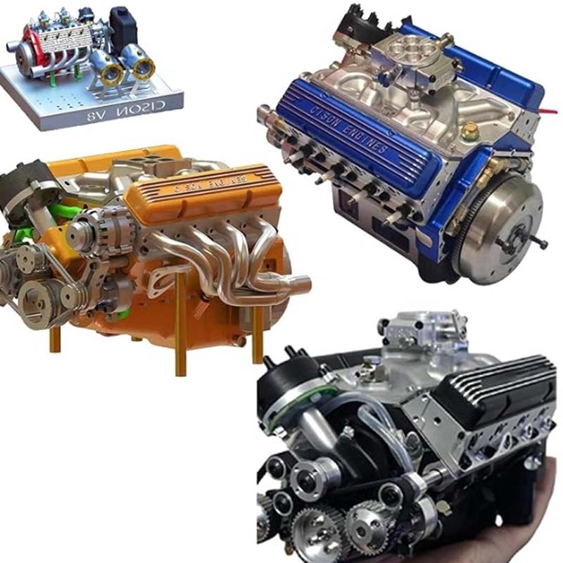 Mini V8 Engine Model Building Kit, Metal, with CDI Ignition, CNC-Machined, RC-Compatible, Educational Hobby Project | Sansoti