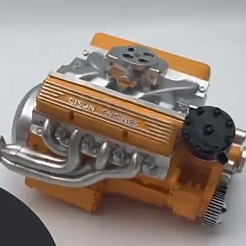 Gasoline Engine Model Kit V8 OHV with CDI Ignition | Ready-to-Start Miniature Engine Block CNC Metal Educational | Sansoti