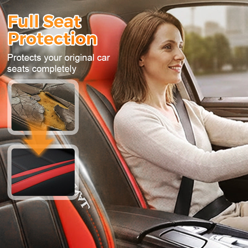 Car Seat Covers for Front Seats Faux Leather Black Beige Grey Brown Green Orange Blue Pink Universal Fit | Sansoti