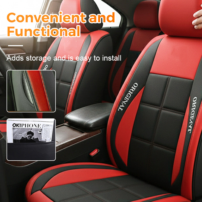 Car Seat Covers for Front Seats Faux Leather Black Beige Grey Brown Green Orange Blue Pink Universal Fit | Sansoti