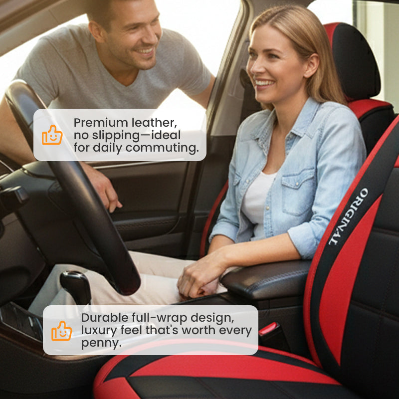 Car Seat Covers for Front Seats Faux Leather Black Beige Grey Brown Green Orange Blue Pink Universal Fit | Sansoti