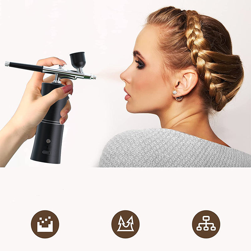Draadloze Airbrush Pistool met 3 Verwisselbare Spuitkoppen en Oplaadbare Accu voor Modelbouw Kunst en Nail Art | Sansoti