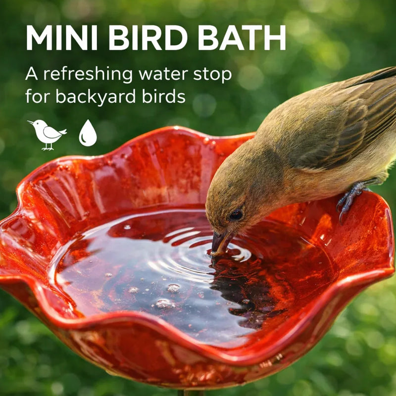 Decoratieve Metalen Tuinsteker met Vogelbad 60cm – Bloemvormig Waterstation voor Vogels en Insecten in 7 Kleuren | Sansoti