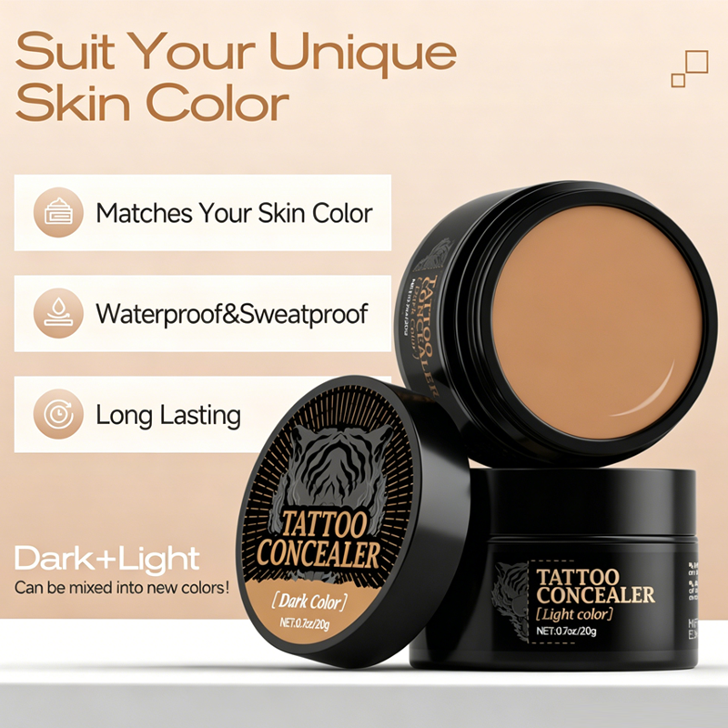Crème correctrice bicolore waterproof, camouflage naturel pour imperfections cutanées, cicatrices et cernes | Sansoti