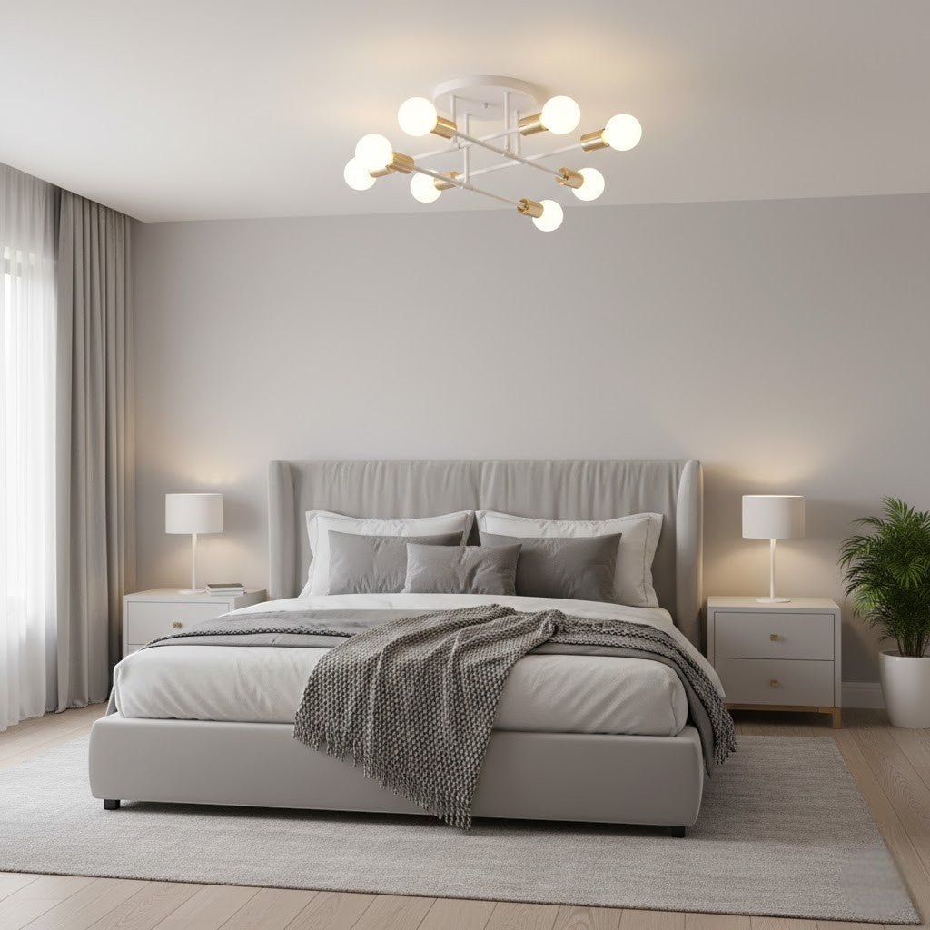 Lampa sufitowa Starburst z żelaznymi ramionami E27, nordycki design mid-century, nowoczesne oświetlenie do salonu i jadalni | Sansoti