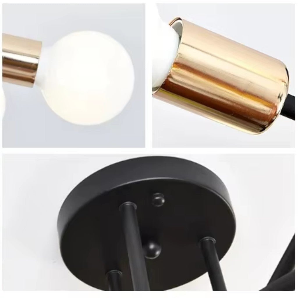 Lampa sufitowa Starburst z żelaznymi ramionami E27, nordycki design mid-century, nowoczesne oświetlenie do salonu i jadalni | Sansoti