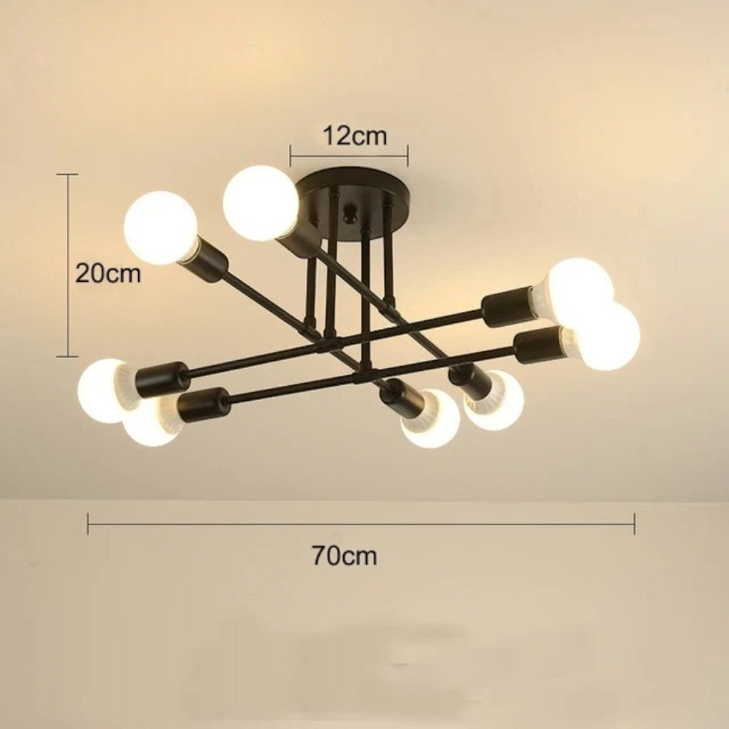 Lampa sufitowa Starburst z żelaznymi ramionami E27, nordycki design mid-century, nowoczesne oświetlenie do salonu i jadalni | Sansoti