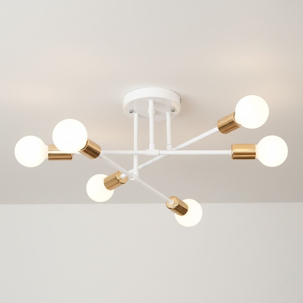 Lampa sufitowa Starburst z żelaznymi ramionami E27, nordycki design mid-century, nowoczesne oświetlenie do salonu i jadalni | Sansoti