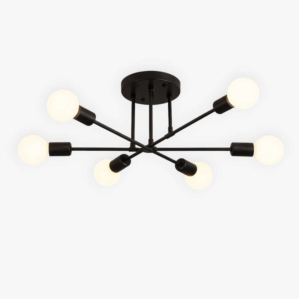 Lampa sufitowa Starburst z żelaznymi ramionami E27, nordycki design mid-century, nowoczesne oświetlenie do salonu i jadalni | Sansoti