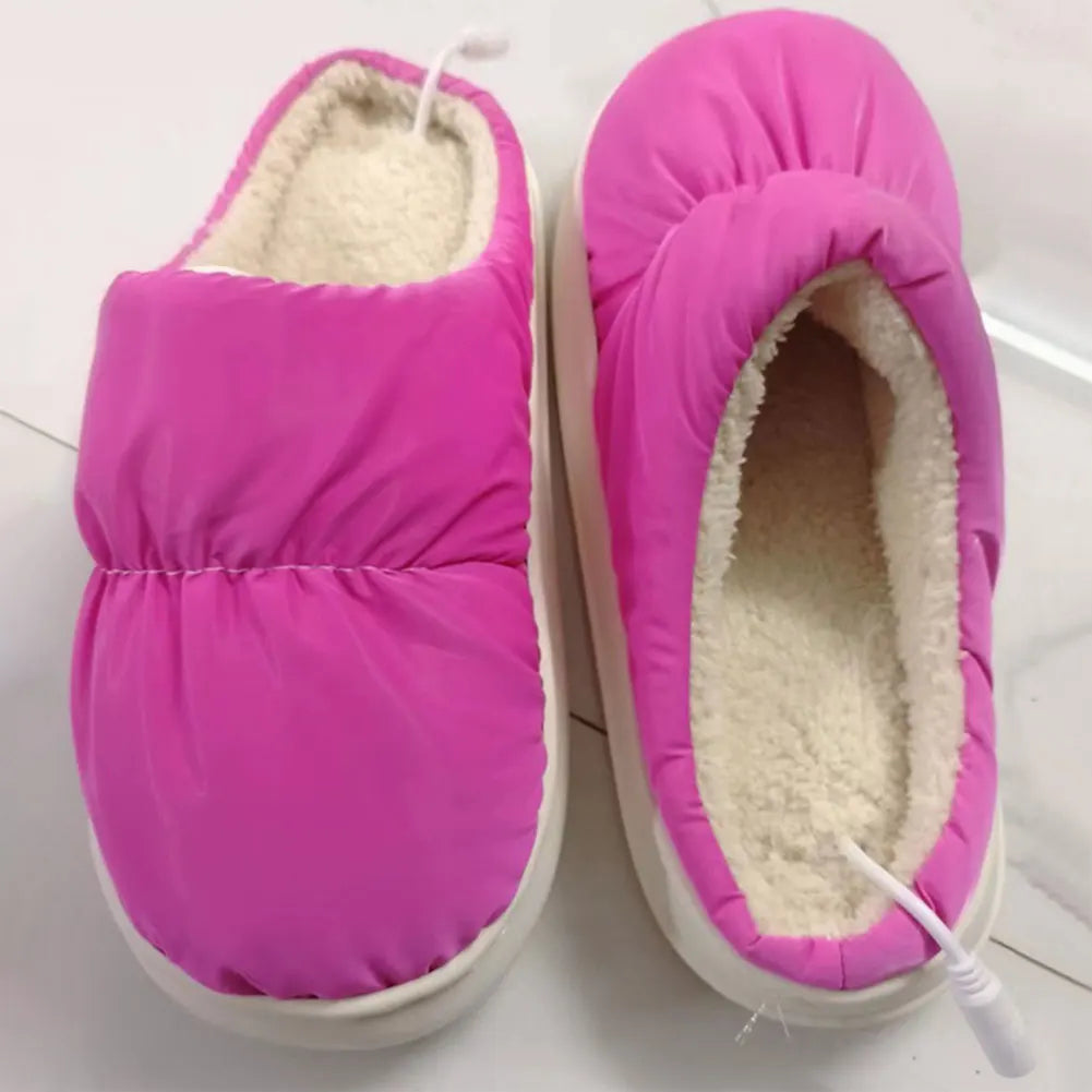 Pantoufles chauffantes avec connexion USB, chaussons électriques doublés en peluche pour garder les pieds au chaud à la maison en hiver | Sansoti