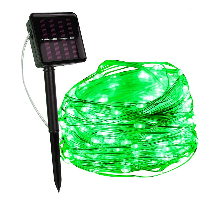 Solar LED Lichtsnoer Warm Wit Groene Koperdraad IP65 Waterdicht Voor Tuin Terras & Balkon | Sansoti