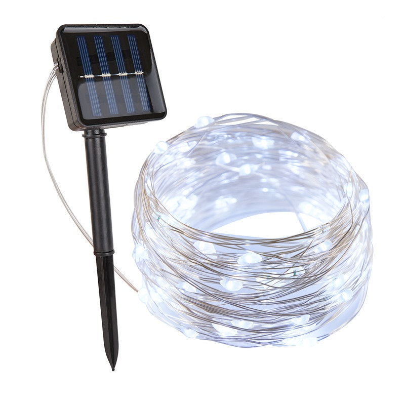 Solar LED Lichtsnoer Warm Wit Groene Koperdraad IP65 Waterdicht Voor Tuin Terras & Balkon | Sansoti