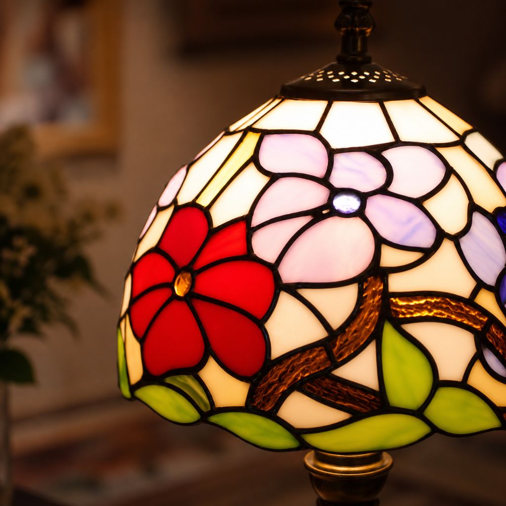 Tiffany Tafellamp met Glas-in-Lood Kap Verstelbaar Leeslamp Bureaulamp Scandinavisch Design Sfeerlicht | Sansoti