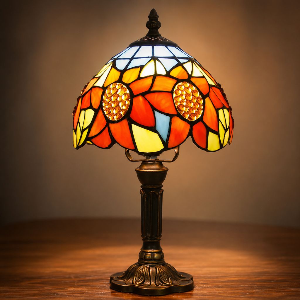 Tiffany Tafellamp met Glas-in-Lood Kap Verstelbaar Leeslamp Bureaulamp Scandinavisch Design Sfeerlicht | Sansoti