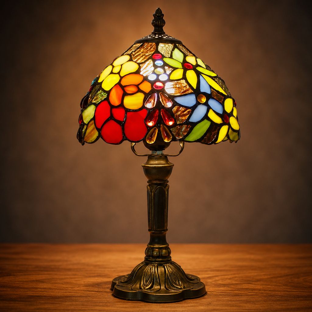 Tiffany Tafellamp met Glas-in-Lood Kap Verstelbaar Leeslamp Bureaulamp Scandinavisch Design Sfeerlicht | Sansoti