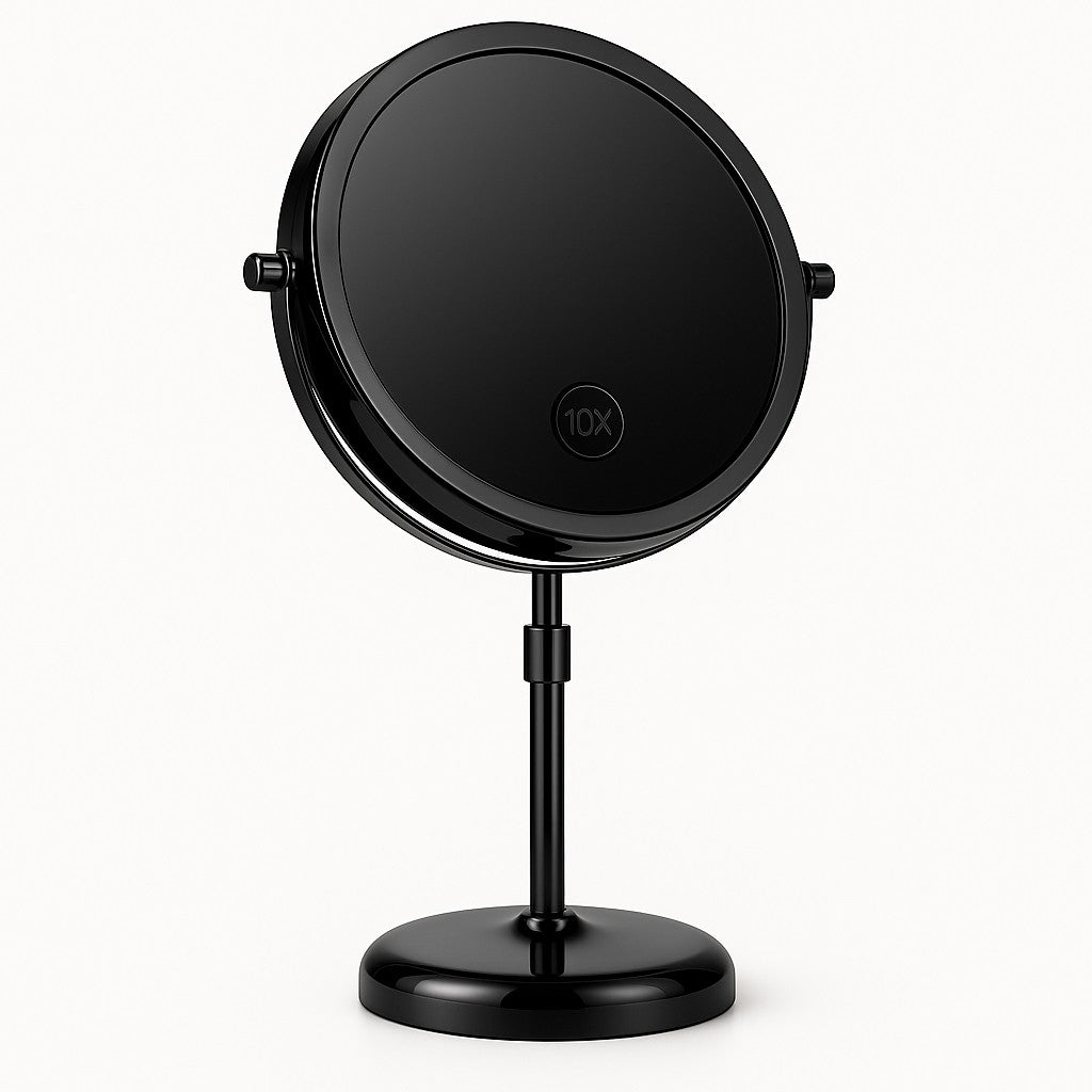 Stand-Schminkspiegel mit LED, verstellbar, 10-fache Vergrößerung, 3 Lichtmodi, aufladbar, 42–50 cm Höhe, Badezimmer | Sansoti