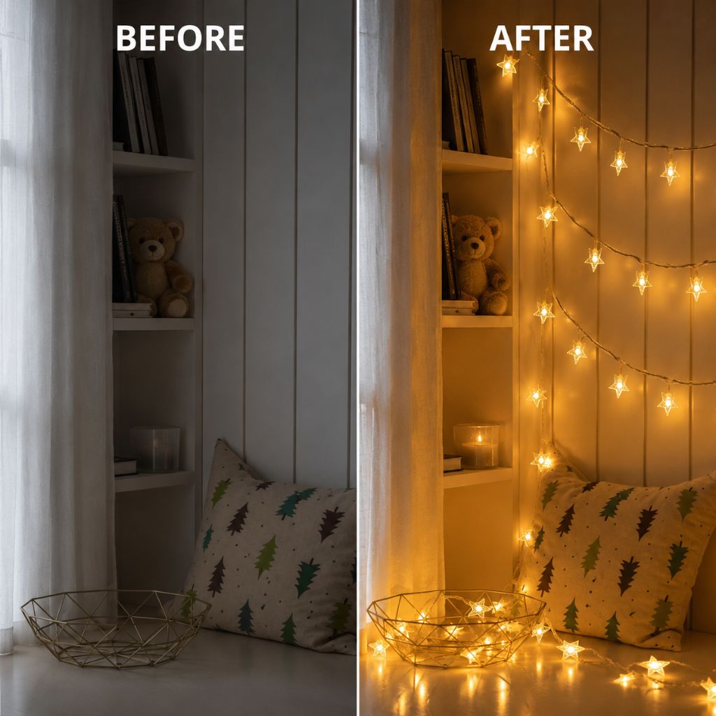 Guirlande lumineuse LED féerique à piles, blanc chaud, pour chambre d’enfant et de bébé, éclairage d’ambiance, décoration, étoiles et veilleuse | Sansoti