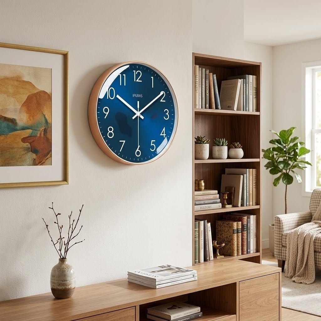 Wandklok Stille Quartz Beweging 25cm 30cm Zwart Goud Minimalistisch Modern Design voor Woonkamer Kantoor | Sansoti