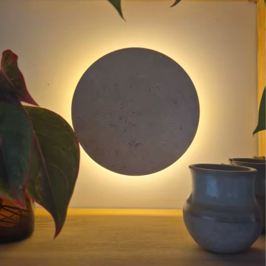 Okrągła lampa ścienna z kamienia naturalnego trawertynu LED 20–30 cm Ciepłe, neutralne lub chłodne światło Nastrojowe nowoczesne oświetlenie ścienne | Sansoti