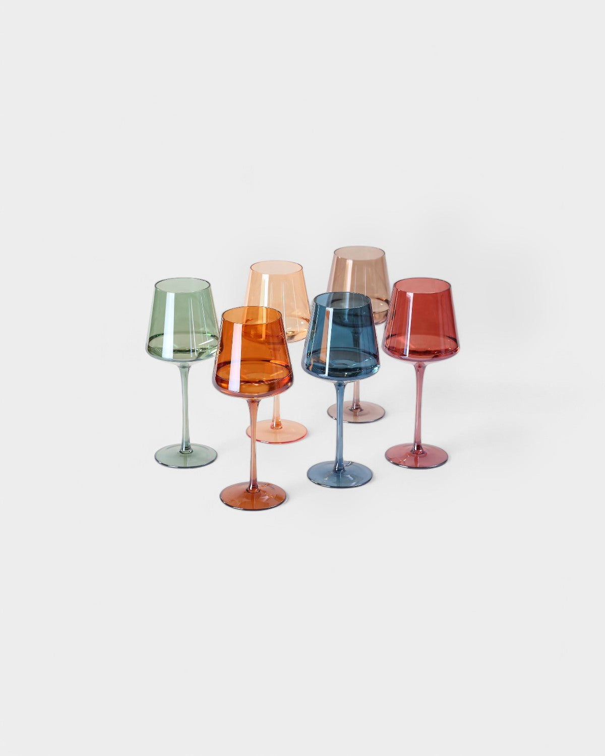 Mundgeblasenes Regenbogen-Weingläser-Set, 6 luxuriöse, farbige Gläser für Wein und Esstisch | Restfield