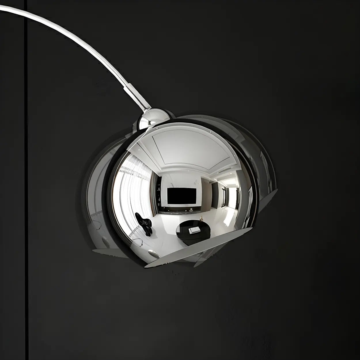 Lampadaire arc chrome noir argent réglable 180cm E27 Salon Moderne | Restfield