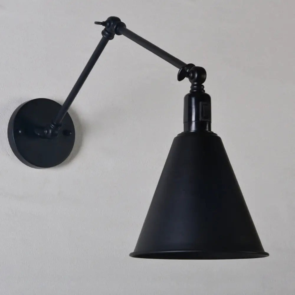 Applique industrielle avec bras réglable et abat-jour conique pour salon et salle à manger, style scandinave | Sansoti