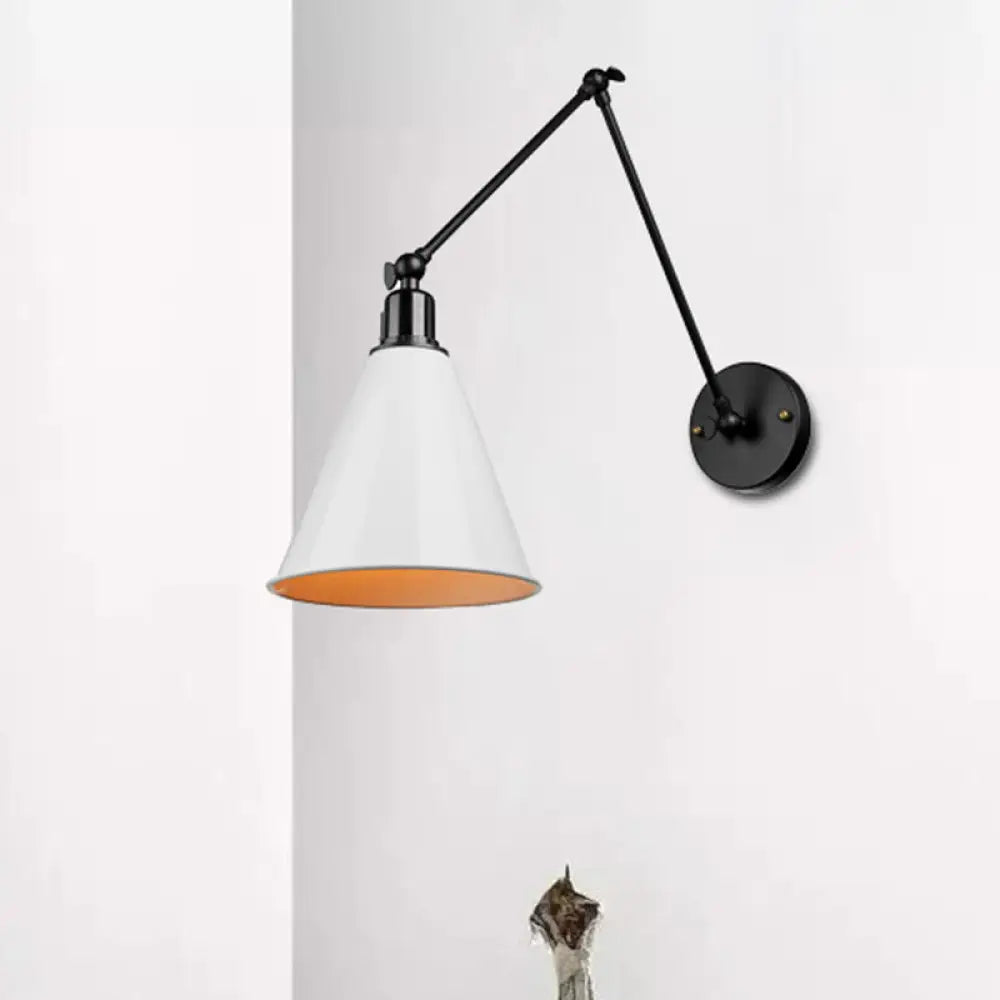 Applique industrielle avec bras réglable et abat-jour conique pour salon et salle à manger, style scandinave | Sansoti
