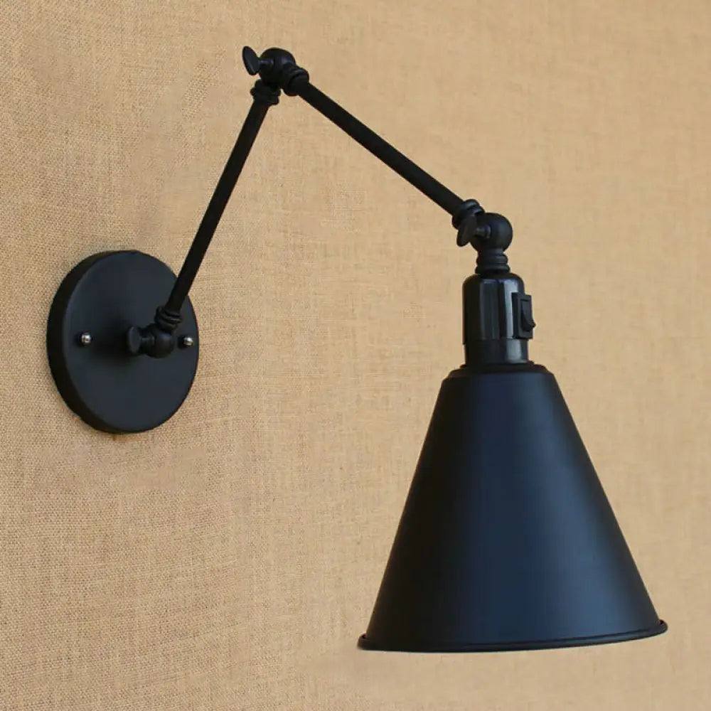 Applique industrielle avec bras réglable et abat-jour conique pour salon et salle à manger, style scandinave | Sansoti