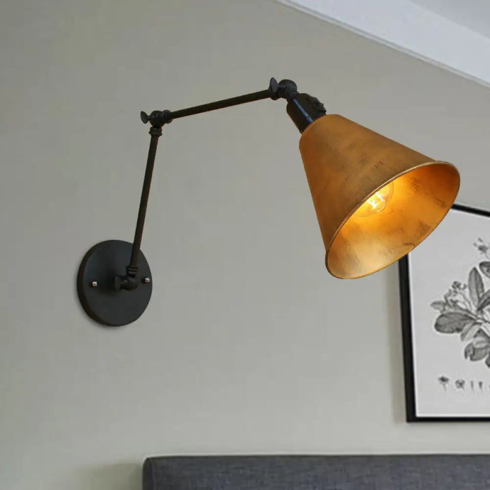 Applique industrielle avec bras réglable et abat-jour conique pour salon et salle à manger, style scandinave | Sansoti