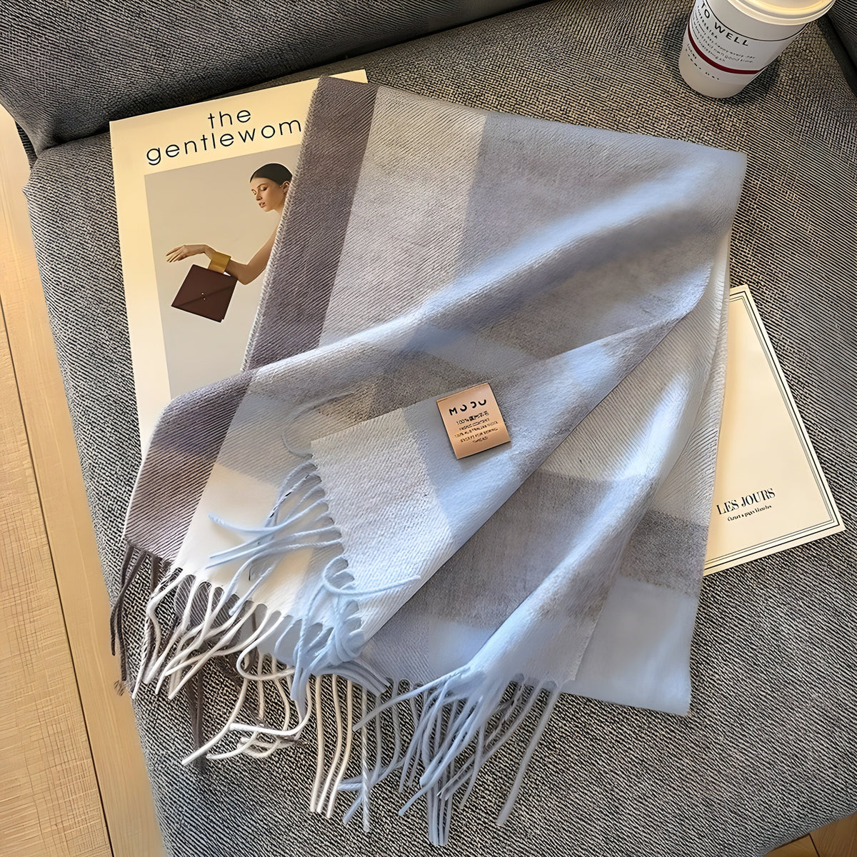 Karierter Kaschmir-Winterschal für Damen, 200×70cm, klassisches Muster, weicher Wollumhang, elegant für Herbst und Winter | Sansoti