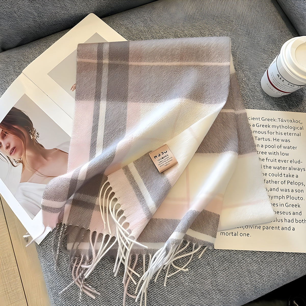 Karierter Kaschmir-Winterschal für Damen, 200×70cm, klassisches Muster, weicher Wollumhang, elegant für Herbst und Winter | Sansoti