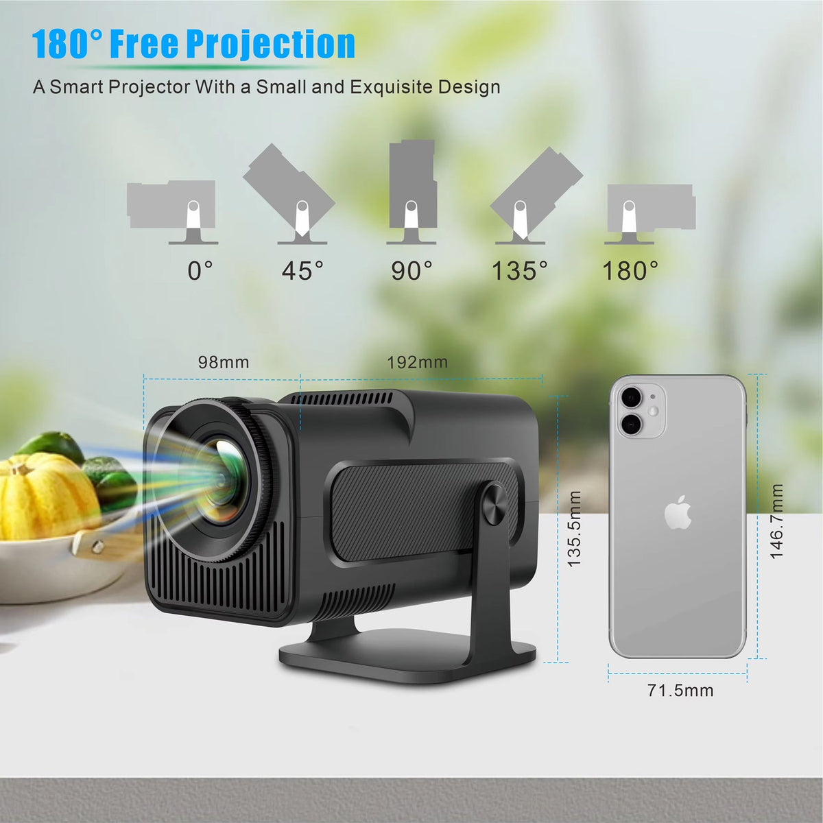 Compacte LED-Projector 1080p Android 11 WiFi 6 Draagbaar Thuisbioscoop Scherm tot 150 Inch Overdag Gebruik | Sansoti