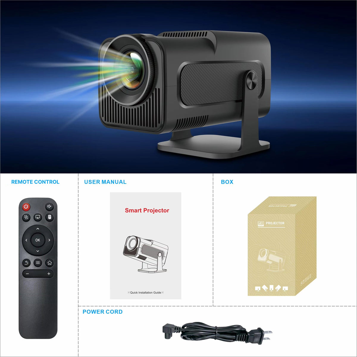 Compacte LED-Projector 1080p Android 11 WiFi 6 Draagbaar Thuisbioscoop Scherm tot 150 Inch Overdag Gebruik | Sansoti