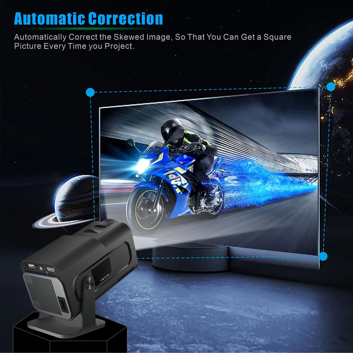 Compacte LED-Projector 1080p Android 11 WiFi 6 Draagbaar Thuisbioscoop Scherm tot 150 Inch Overdag Gebruik | Sansoti