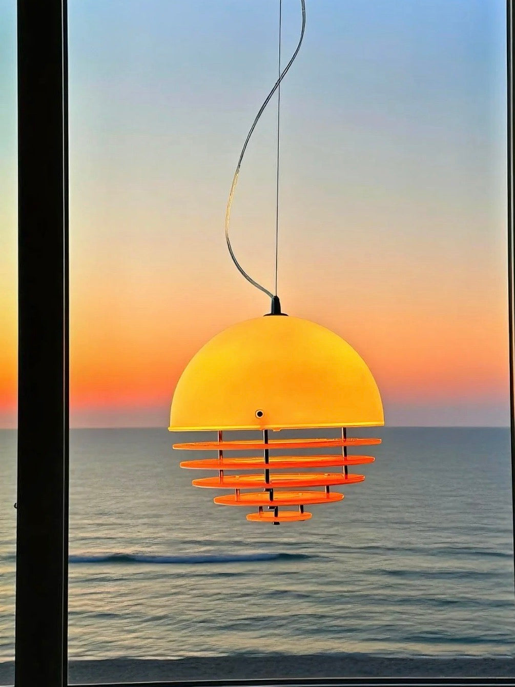 Stijlvolle Hanglamp Bauhaus Design Oranje-Wit Sfeerverlichting voor Moderne Interieurs | Sansoti