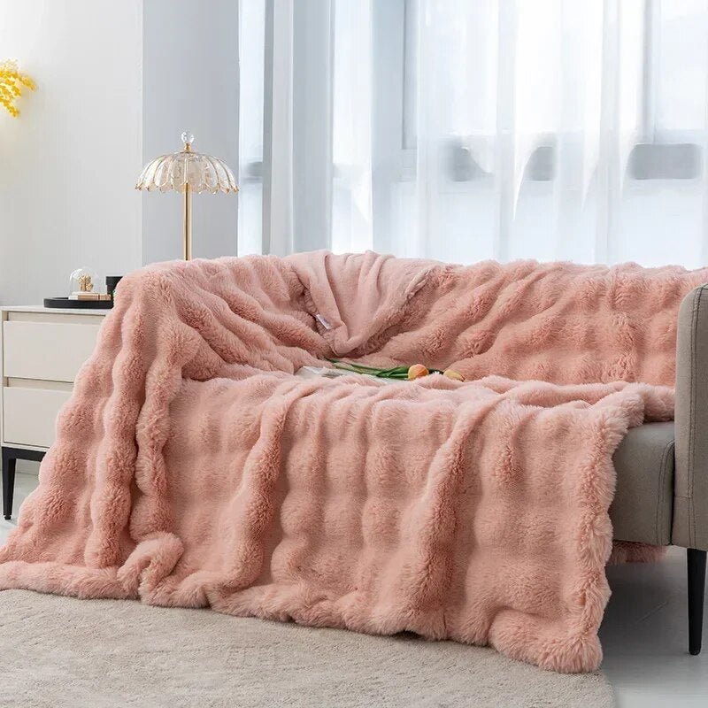 Weiche Plüschdecke Winter 100x160 cm Grau Rosa Blau Braun Wärme Komfort Kuscheldecke Schlafzimmer Bett | Sansoti