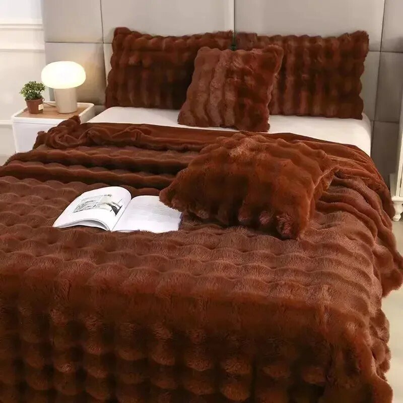 Weiche Plüschdecke Winter 100x160 cm Grau Rosa Blau Braun Wärme Komfort Kuscheldecke Schlafzimmer Bett | Sansoti