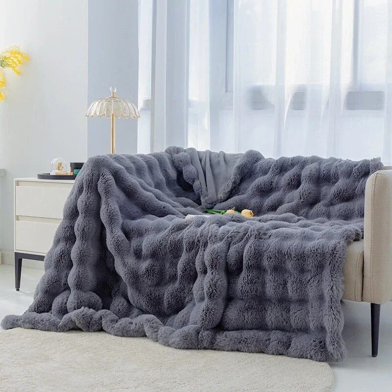 Weiche Plüschdecke Winter 100x160 cm Grau Rosa Blau Braun Wärme Komfort Kuscheldecke Schlafzimmer Bett | Sansoti