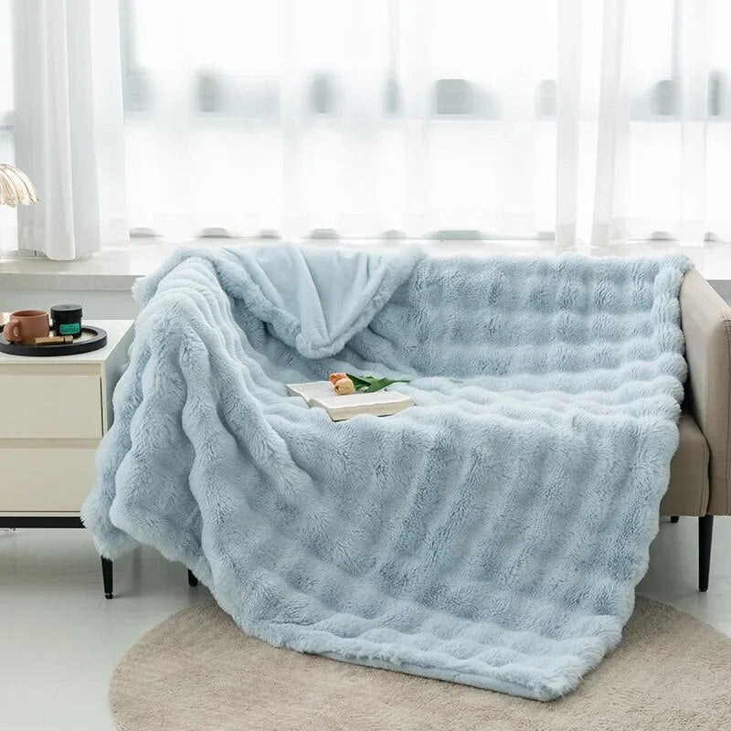 Weiche Plüschdecke Winter 100x160 cm Grau Rosa Blau Braun Wärme Komfort Kuscheldecke Schlafzimmer Bett | Sansoti