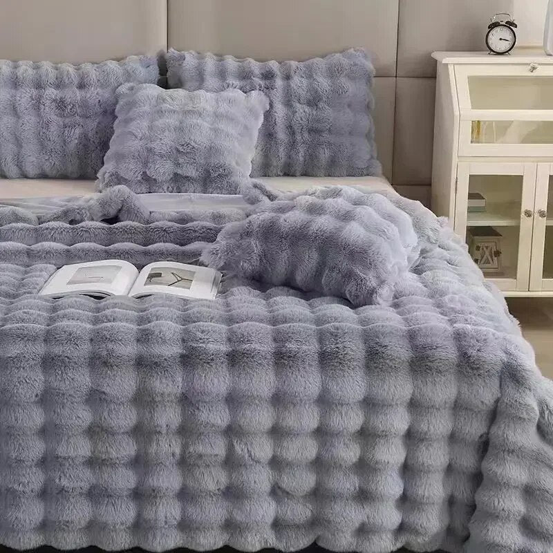 Weiche Plüschdecke Winter 100x160 cm Grau Rosa Blau Braun Wärme Komfort Kuscheldecke Schlafzimmer Bett | Sansoti