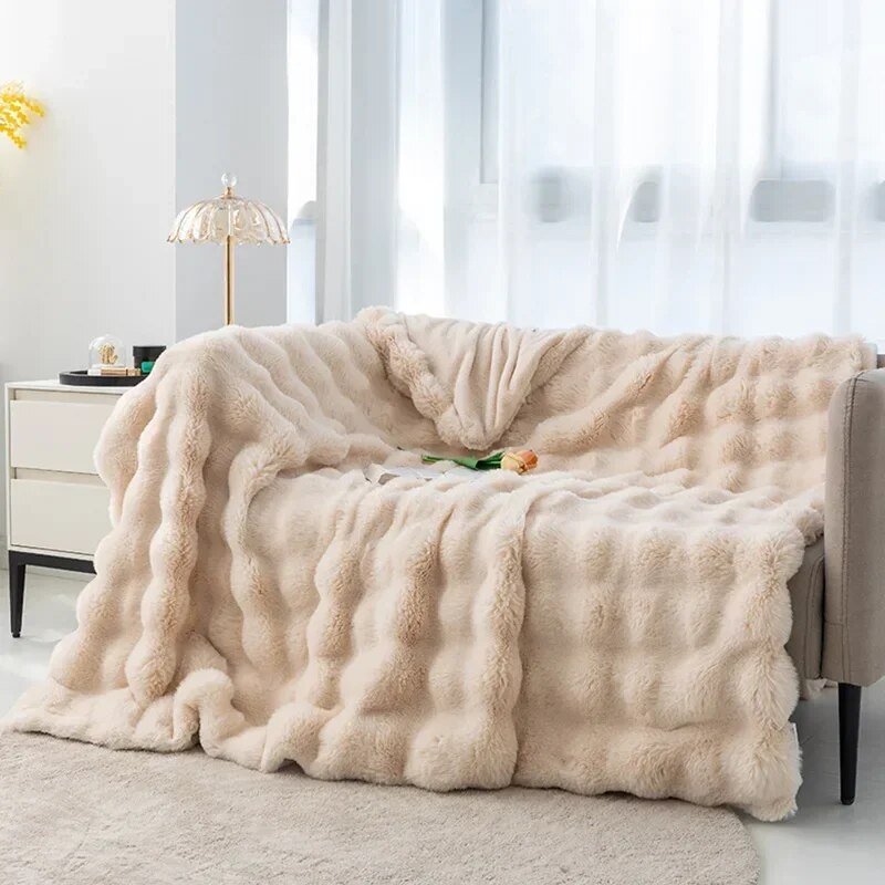 Weiche Plüschdecke Winter 100x160 cm Grau Rosa Blau Braun Wärme Komfort Kuscheldecke Schlafzimmer Bett | Sansoti