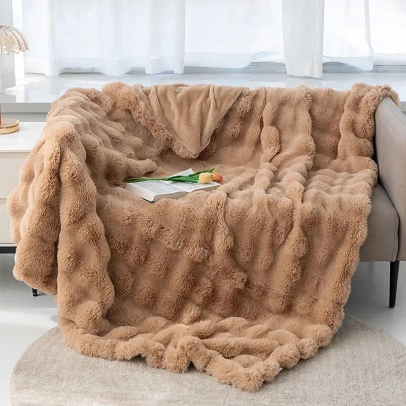 Weiche Plüschdecke Winter 100x160 cm Grau Rosa Blau Braun Wärme Komfort Kuscheldecke Schlafzimmer Bett | Sansoti