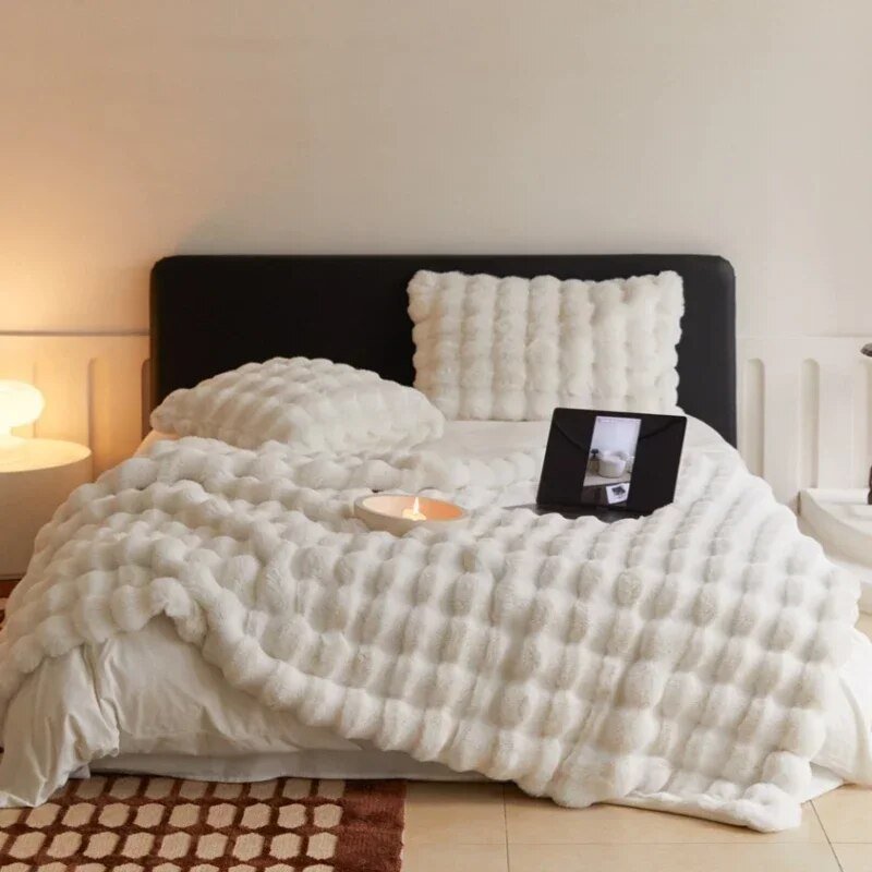 Weiche Plüschdecke Winter 100x160 cm Grau Rosa Blau Braun Wärme Komfort Kuscheldecke Schlafzimmer Bett | Sansoti