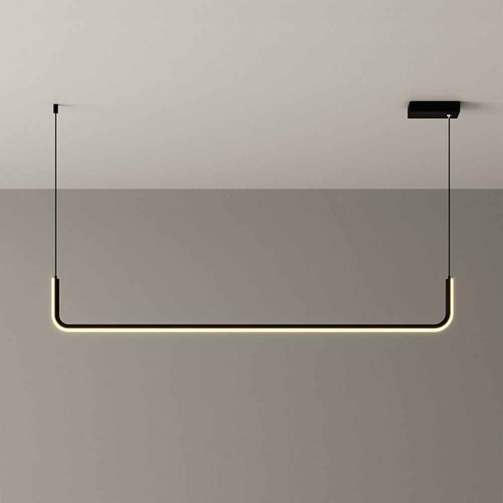 Hanglamp LED Aluminium Zwart Modern Eetkamer Woonkamer Dimbaar Lineaire Pendellamp Minimalistische Plafondlamp Tafel | Sansoti