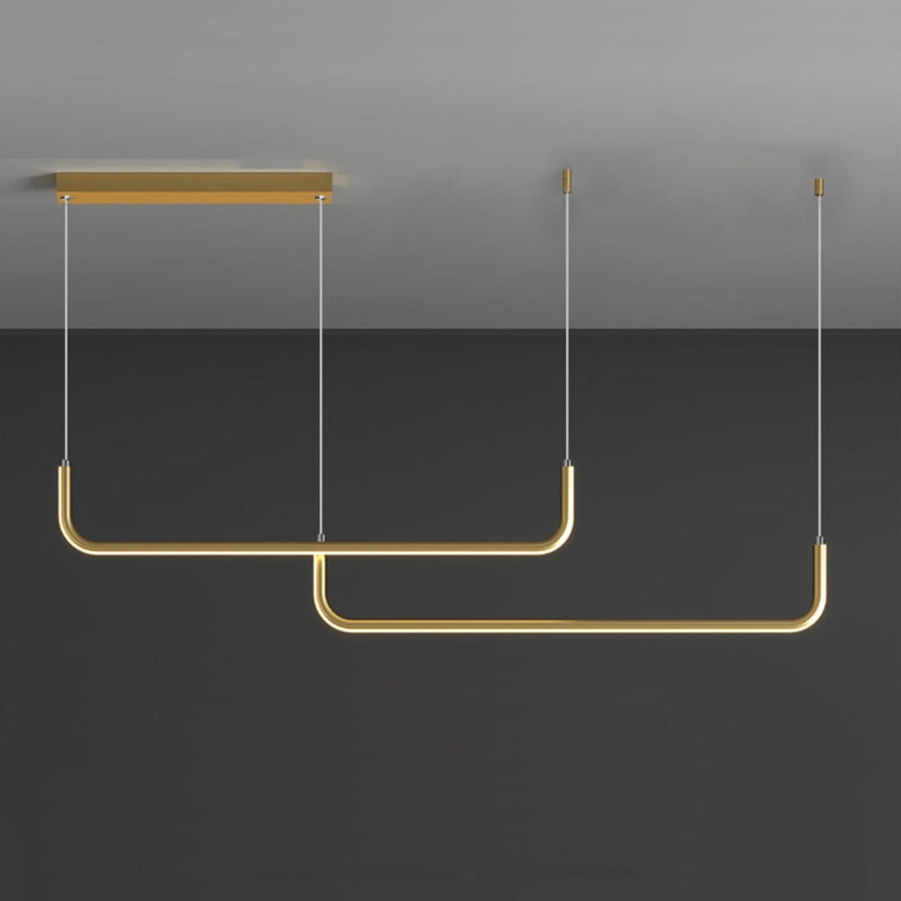 Hanglamp LED Aluminium Zwart Modern Eetkamer Woonkamer Dimbaar Lineaire Pendellamp Minimalistische Plafondlamp Tafel | Sansoti