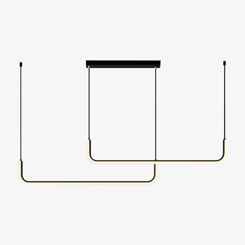 Hanglamp LED Aluminium Zwart Modern Eetkamer Woonkamer Dimbaar Lineaire Pendellamp Minimalistische Plafondlamp Tafel | Sansoti