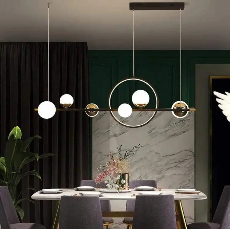 Hängelampe Kugel Schwarz LED Dimmbar G9 6-flammig Skandinavisch Wohnzimmer Esszimmer Modern | Restfield