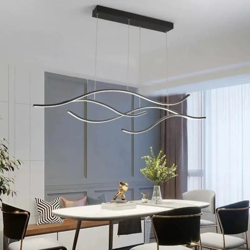 Hanglamp Vague Modern LED Aluminium Acryl Goud Zwart 120cm | Sansoti