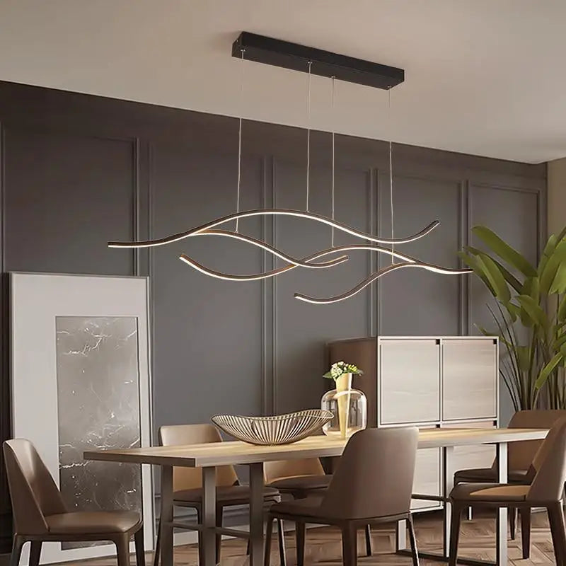 Hanglamp Vague Modern LED Aluminium Acryl Goud Zwart 120cm | Sansoti